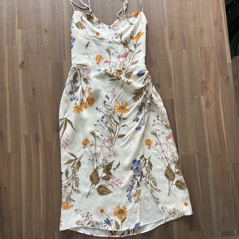 Reformation Floral Midi Dress - Cream and Multicolor